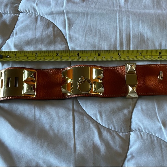 Hermes Collier De Chien Leather Gold Orange Bracelet Small - Picture 10 of 11
